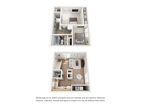 Floor plan for 2 beds, 1.5 baths, 1050 sqft